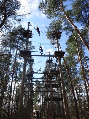 Rietberg Parcours Klettern im schnurstracks Kletterpark Rietberg aus der Bodenperspektive