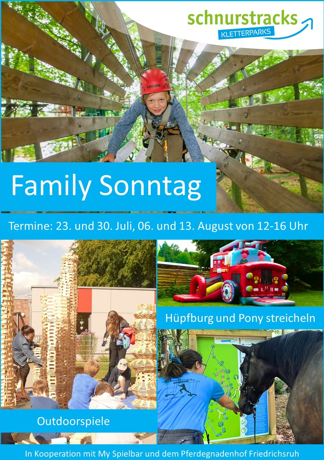 Familien Sonntag Klettern Bogenschießen und Hüpfburg im Kletterpark